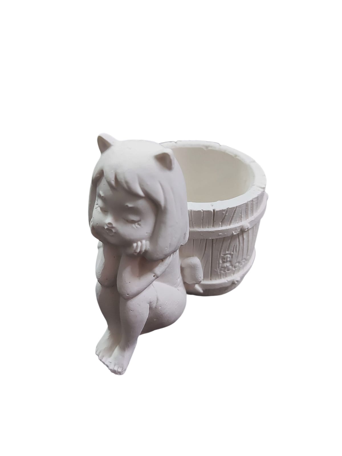 Sepetli Kedi Kız Kalemlik Saksı 11x7cm