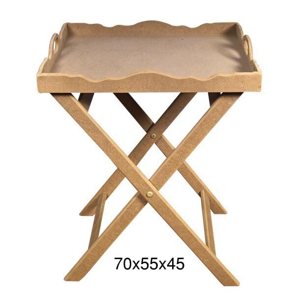 Ahşap Dalgalı Çapraz Ayaklı Tepsi 70x55x45cm T733